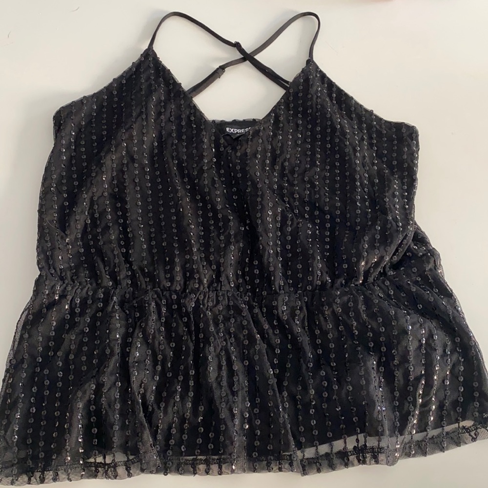 Express Peplum Shiny black top